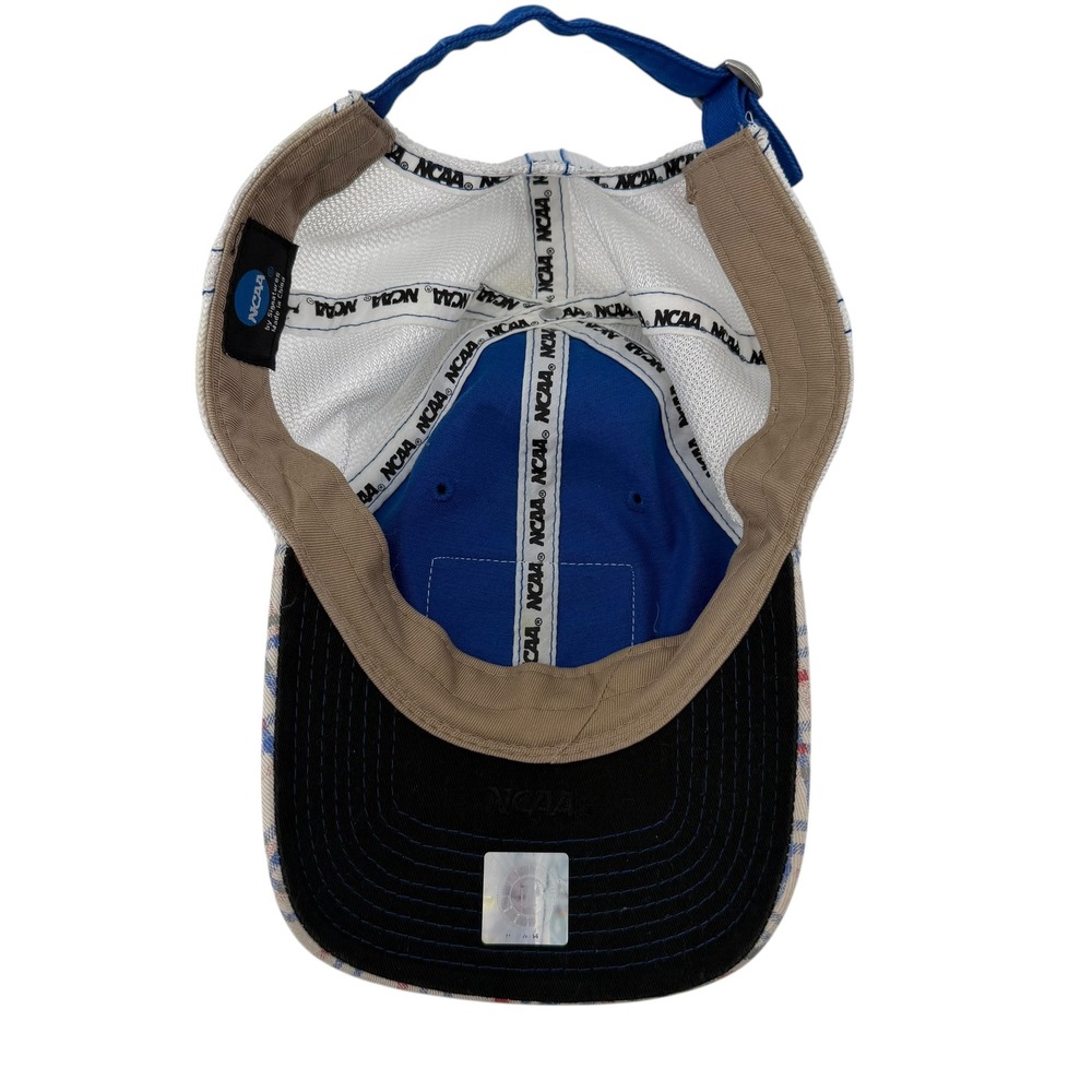 NCAA Kansas Jayhawks Trucker Hat Blue Plaid Brim Mesh Back Signatures Adjustable - Picture 5 of 7